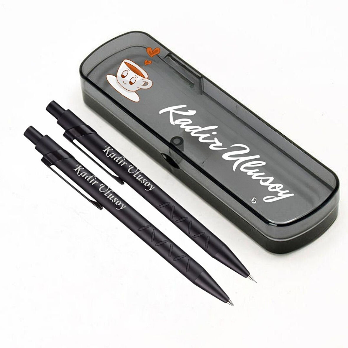 Kişiye Özel Kahve Temalı Kalem Seti | Kutusu İsimli Lazer Baskılı