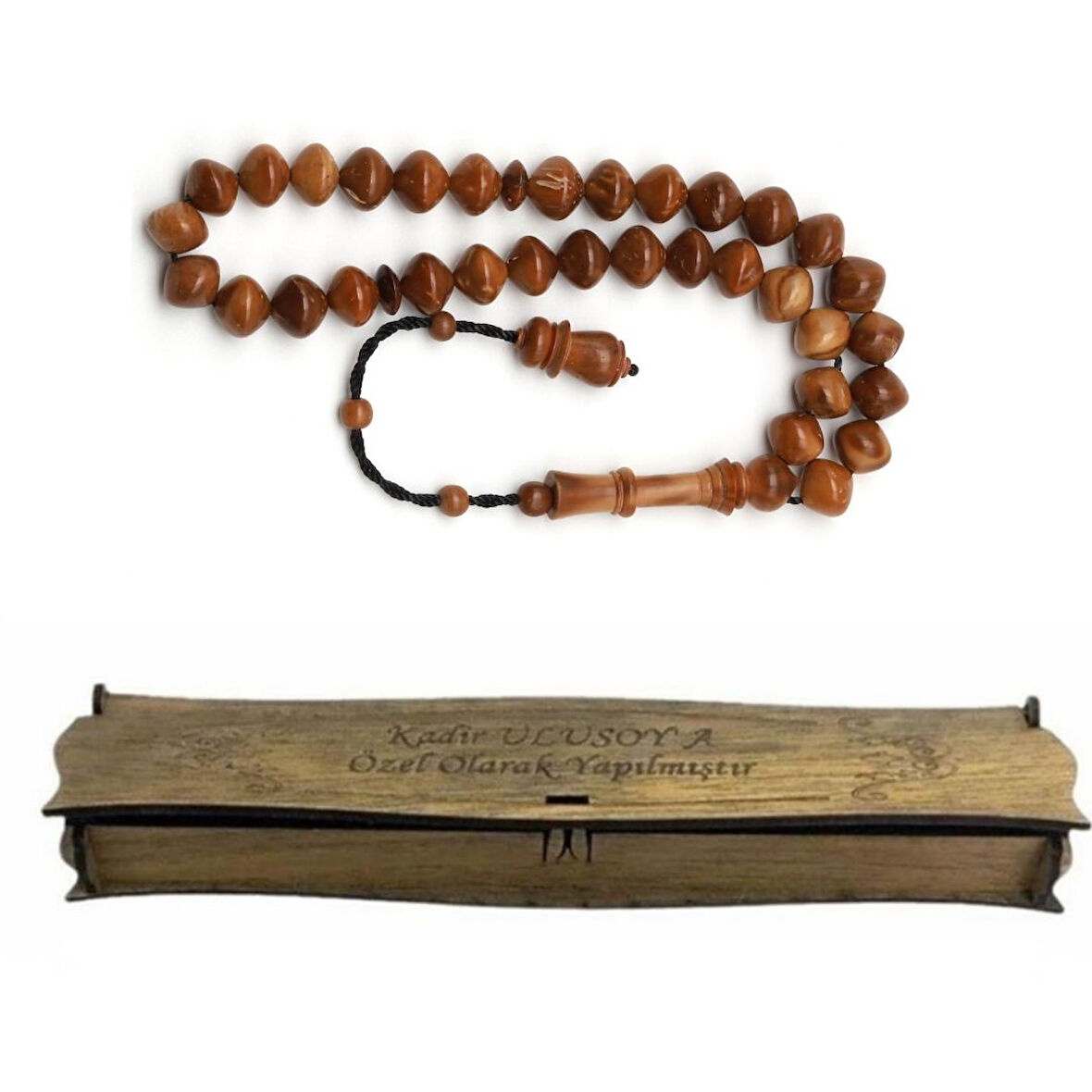 Kişiye Özel Kutulu Kuka Ağacı Tesbih 8 mm – Doğal El İşçiliği Hediyelik Tesbih