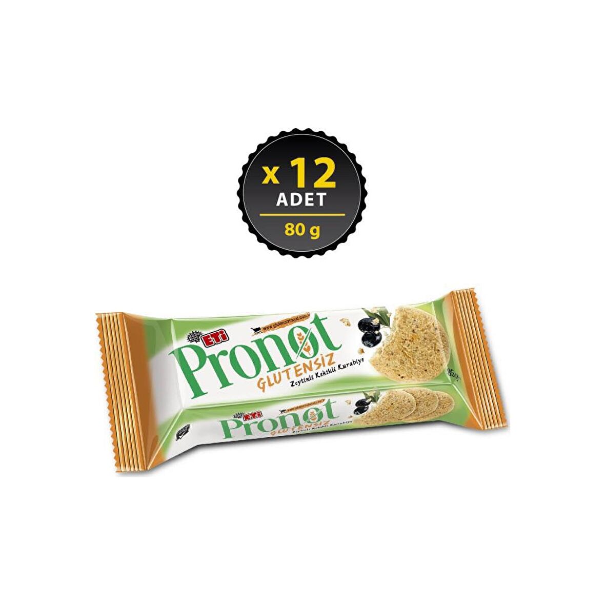 Eti Pronot Zeytinli Kekikli Glutensiz Kurabiye 80 g x 12 Adet