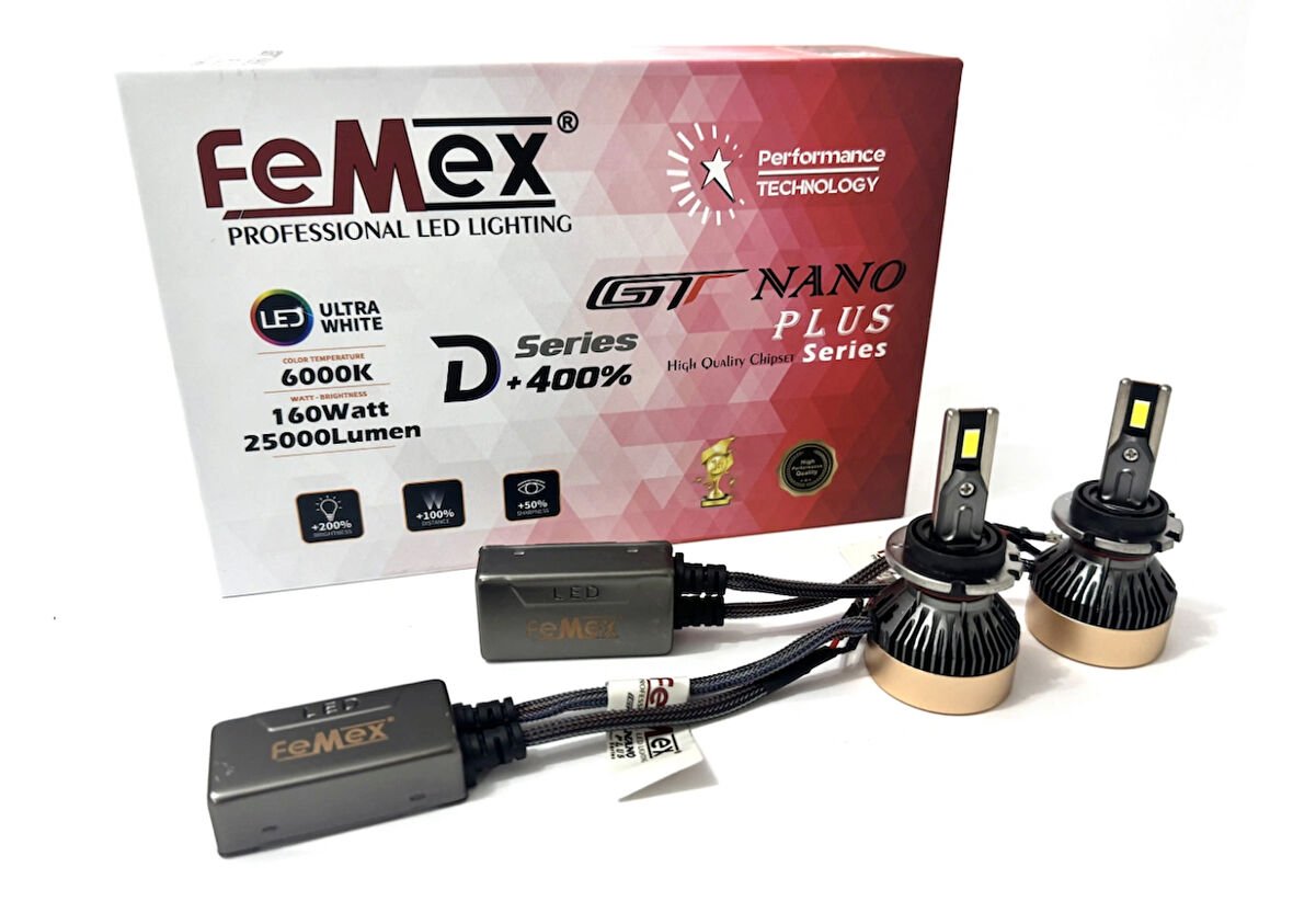 Femex Gt Nano Plus D1S Uyumlu Kablolu Led Xenon 160W 25.000 Lumen