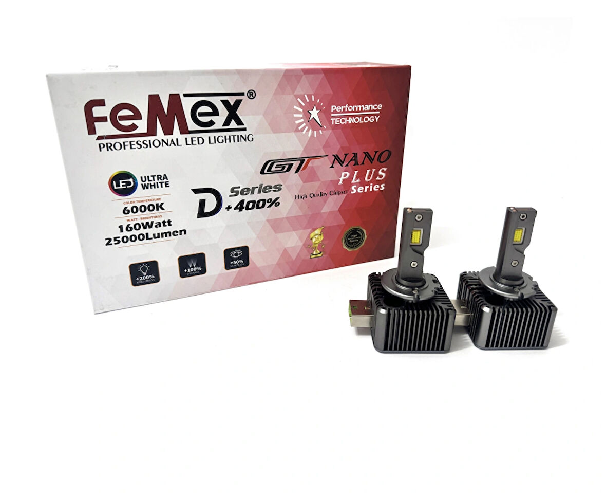 Femex Gt Nano Plus D3S Led Xenon 160W 25.000 Lumen