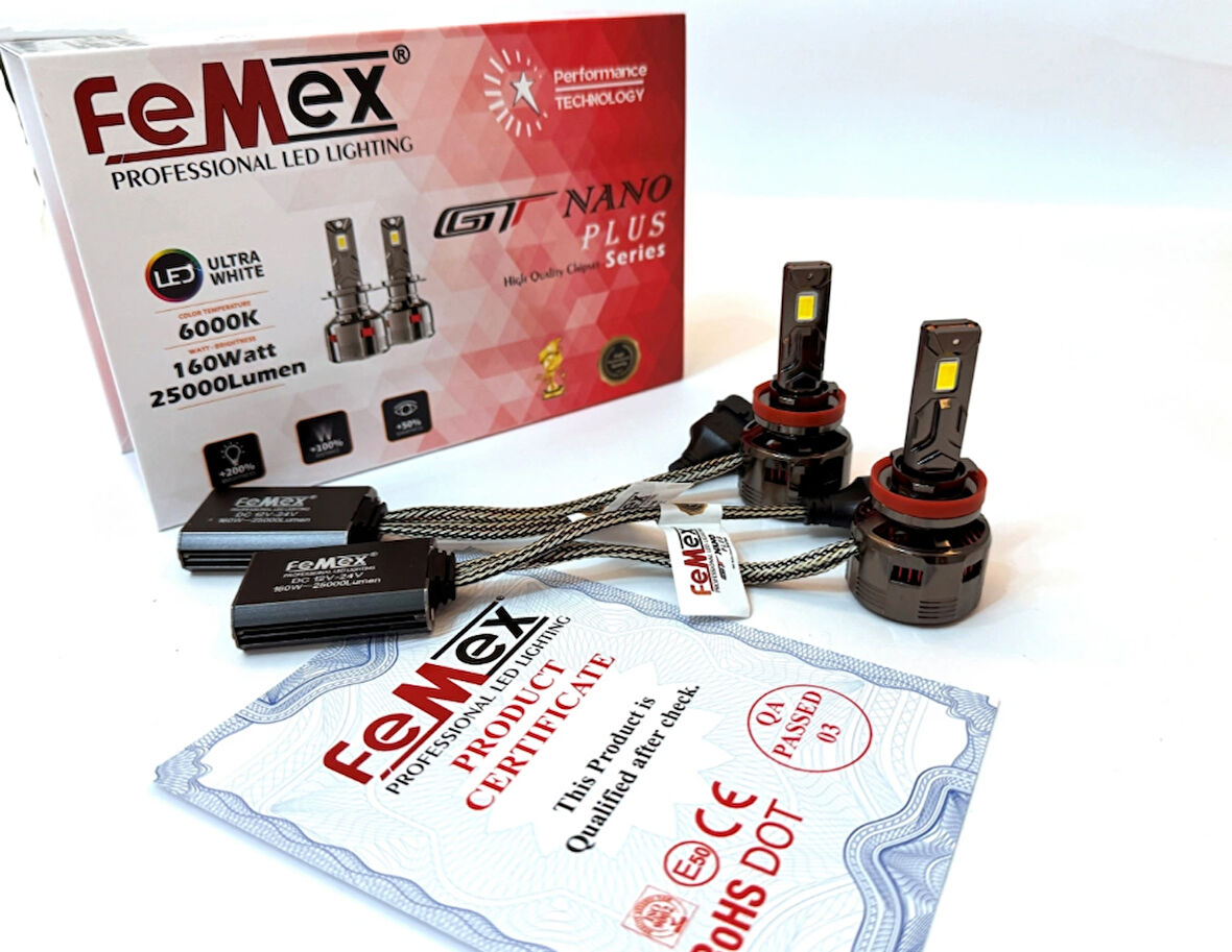 Femex Gt Nano Plus H11 Şimşek Etkili Led Xenon 160W 25.000 Lumen