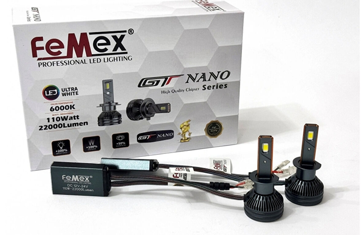 Femex Gt Nano Pro H1 Şimşek Etkili Led Xenon 110W 22.000 Lumen