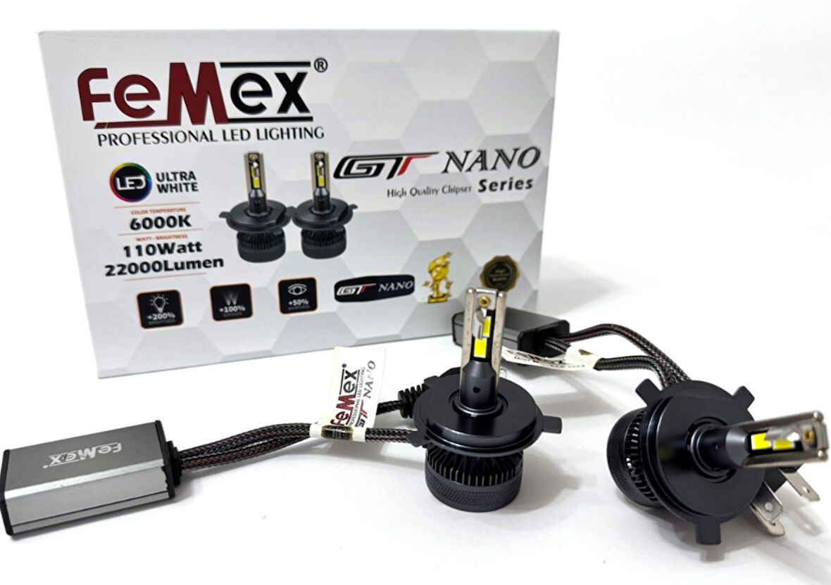 Femex Gt Nano Pro H4 Şimşek Etkili Led Xenon 110W 22.000 Lumen
