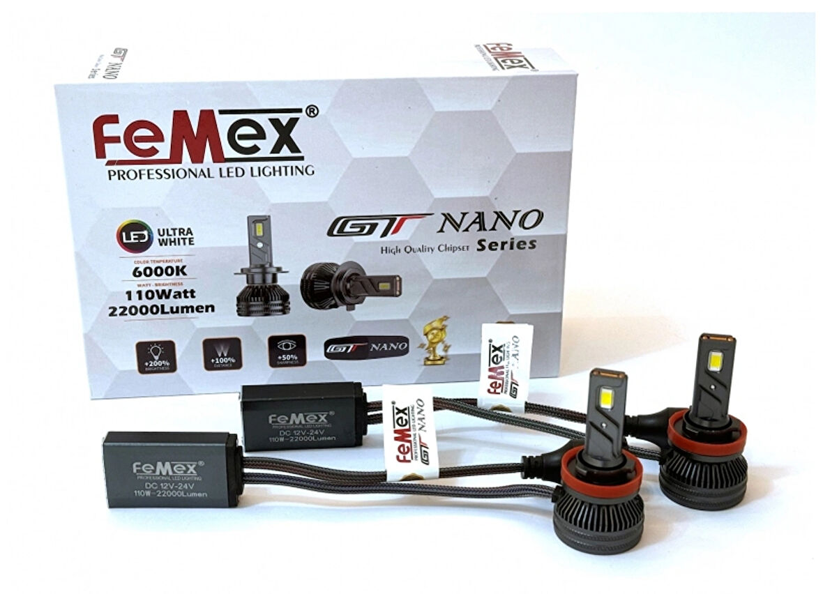 Femex Gt Nano Pro H8 Şimşek Etkili Led Xenon 110W 22.000 Lumen