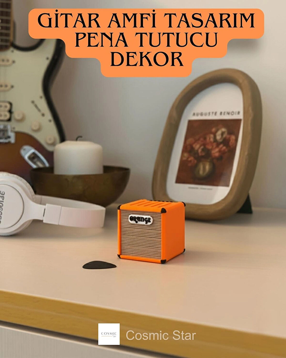 Gitar Amfi Tasarım Pena Düzenleyici Kutusu Penalık Dekoratif Aksesuar