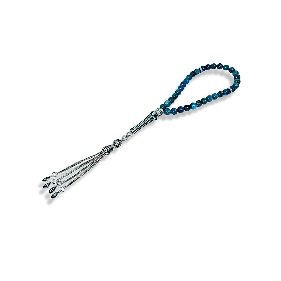 Apatit Taşlı Gümüş Tespih