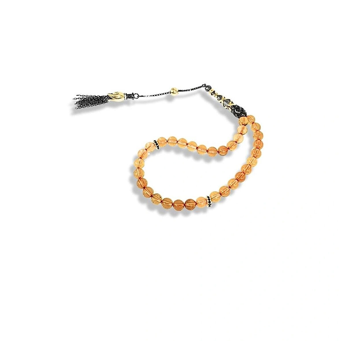 Mini Fasetli Kehribar Gümüş Tespih