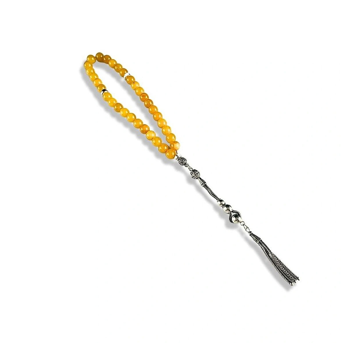 Küre Kesim Damla Kehribar Gümüş Tespih