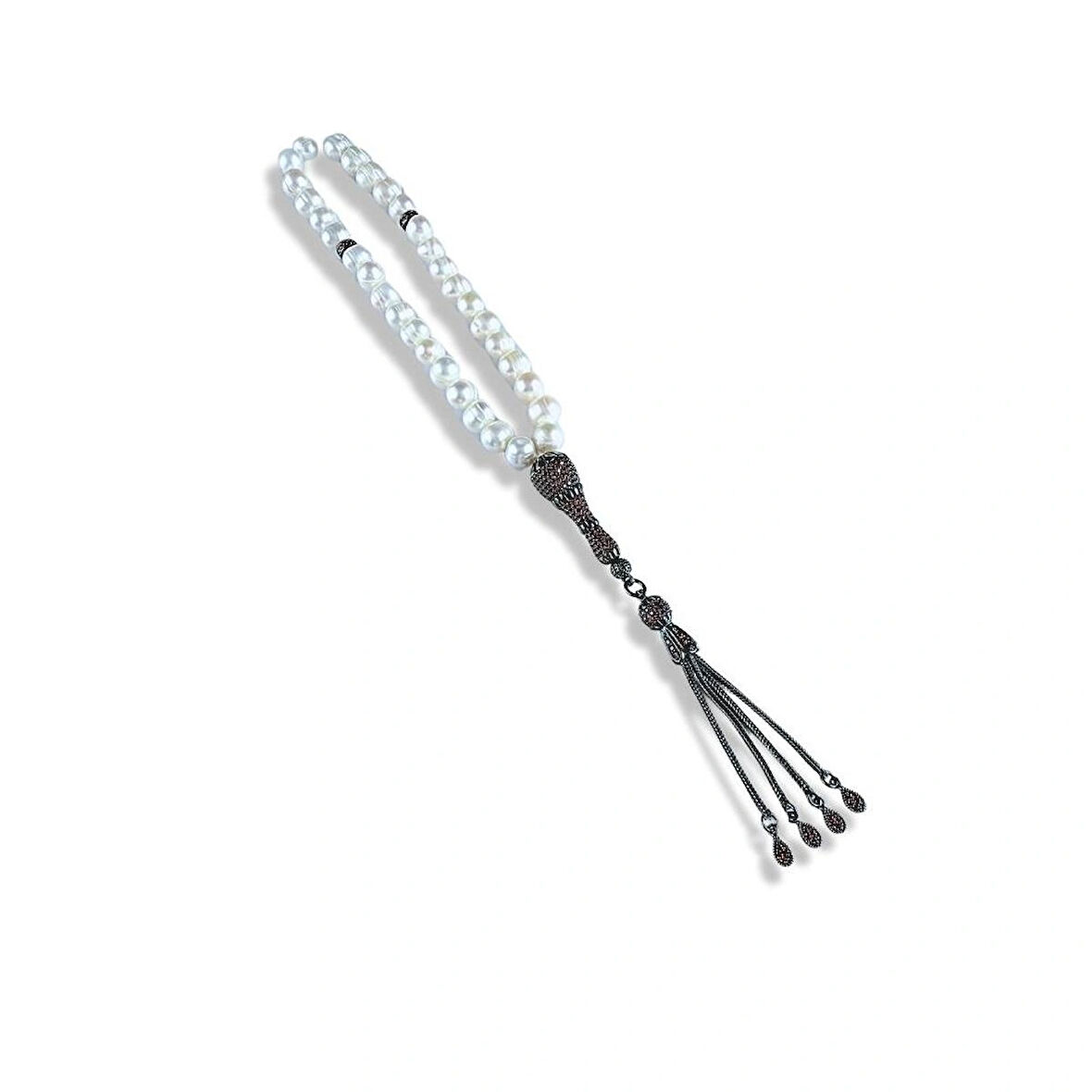 İnci Taşlı Gümüş Tespih