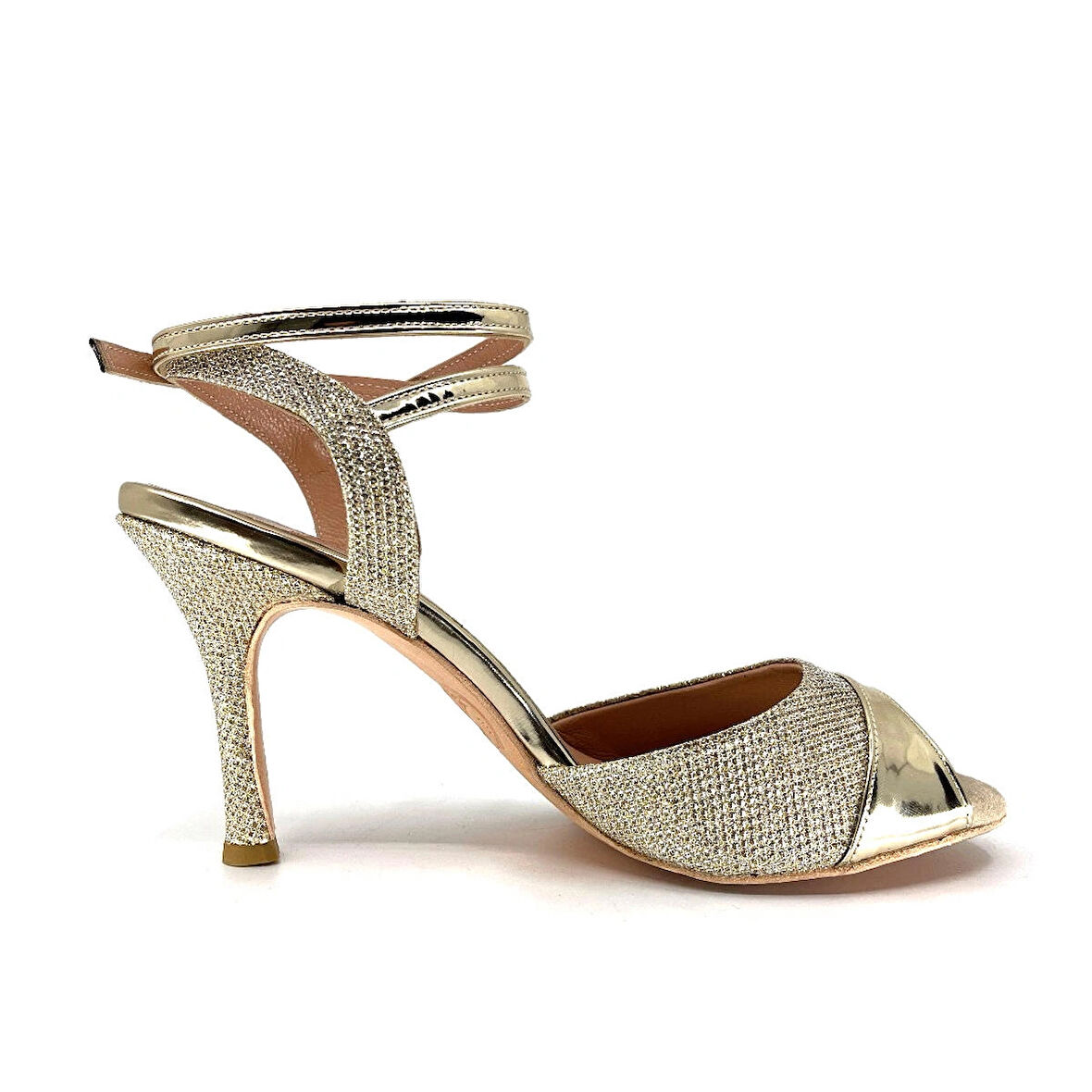𝐀𝐔𝐑𝐄𝐋𝐈𝐀 | 𝐆𝐄𝐋𝐓𝐎𝐍𝐘® Altın Simli & Parlak Detaylı El Yapımı Kadın Topuklu Ayakkabı • Tango • Düğün • Gece