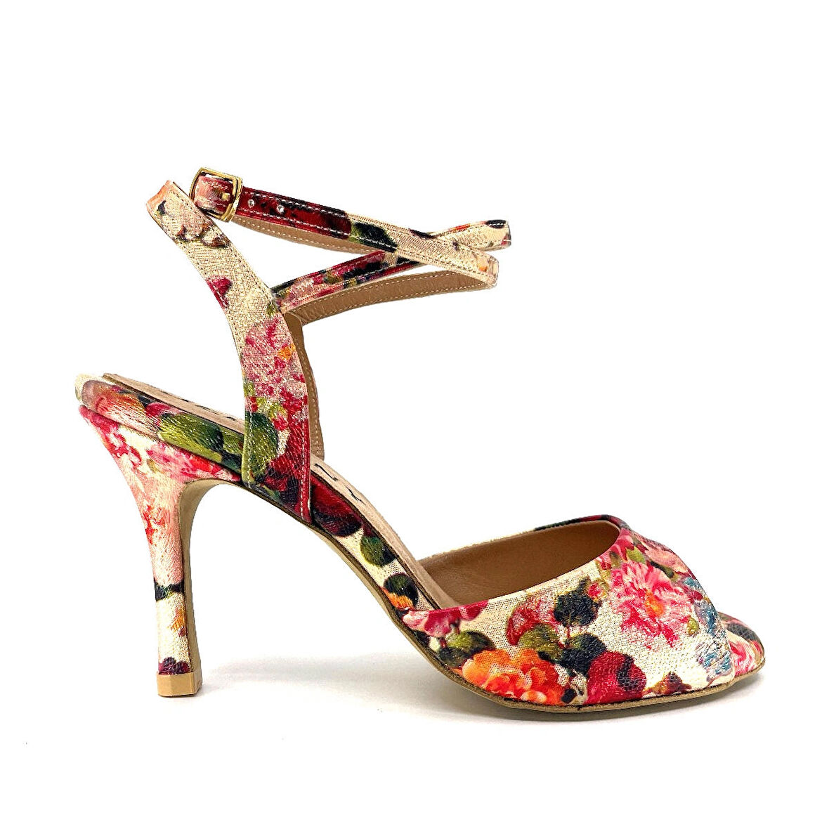 𝐅𝐋𝐎𝐑𝐀𝐍𝐀 | 𝐆𝐄𝐋𝐓𝐎𝐍𝐘® Çiçek Desenli Işıltılı El Yapımı Kadın Topuklu Ayakkabı • Tango • Düğün • Gece • Özel Davet
