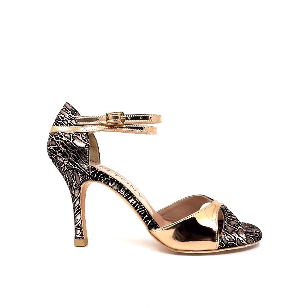 𝐑𝐄𝐒𝐒𝐀𝐍𝐀 | 𝐆𝐄𝐋𝐓𝐎𝐍𝐘® Altın Bronz & Yılan Dokulu El Yapımı Kadın Topuklu Ayakkabı • Tango • Gece • Düğün • Sahne
