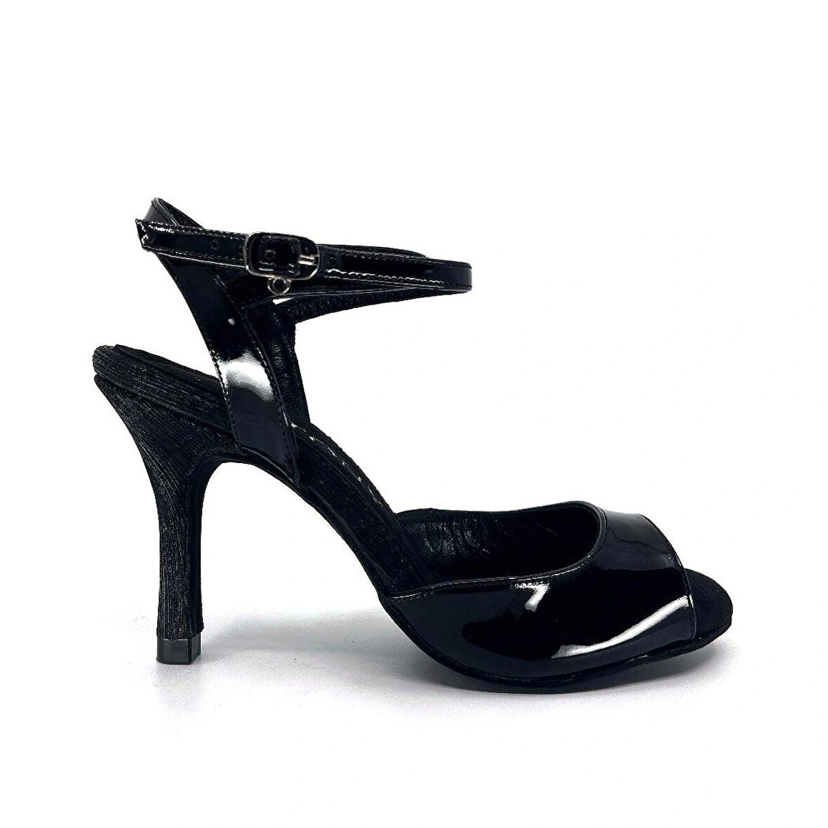 𝐒𝐈𝐋𝐕𝐄𝐑𝐀 | 𝐆𝐄𝐋𝐓𝐎𝐍𝐘® Siyah Rugan & Simli Topuk Zarafeti • Tango • Düğün • Gece • Özel Gün - El Yapımı Kadın Ayakkabı