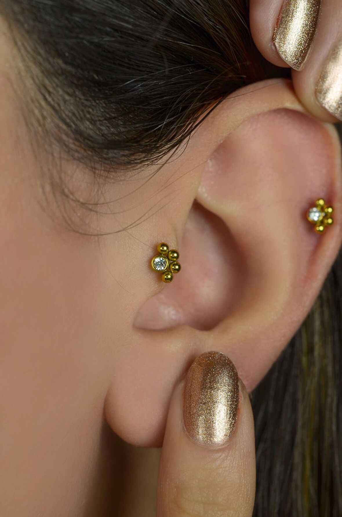 Gold Çelik Pati Model Piercing Tragus Helix Kıkırdak