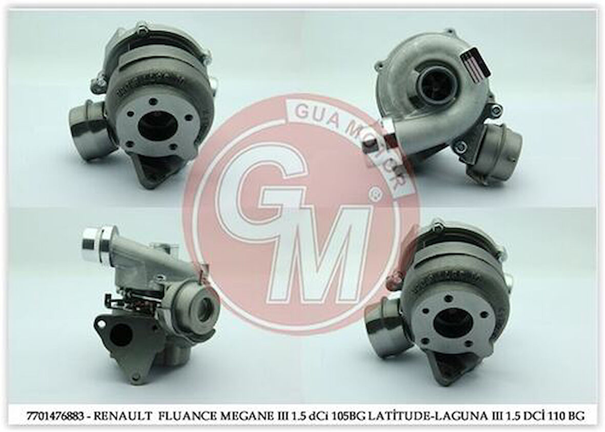 Gua 40616 Turbo Sarj Nissan Qashqai J10 1.5 DCI 2007-2013 Megane II III Laguna III Fluence 105 Hp 7701476883