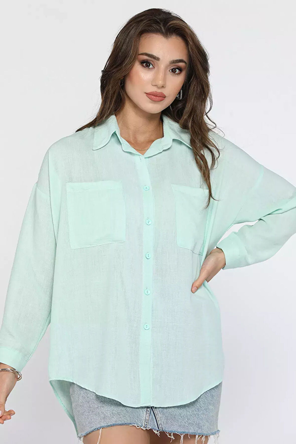 Çift Cepli Kadın Yazlık Salaş Gömlek
