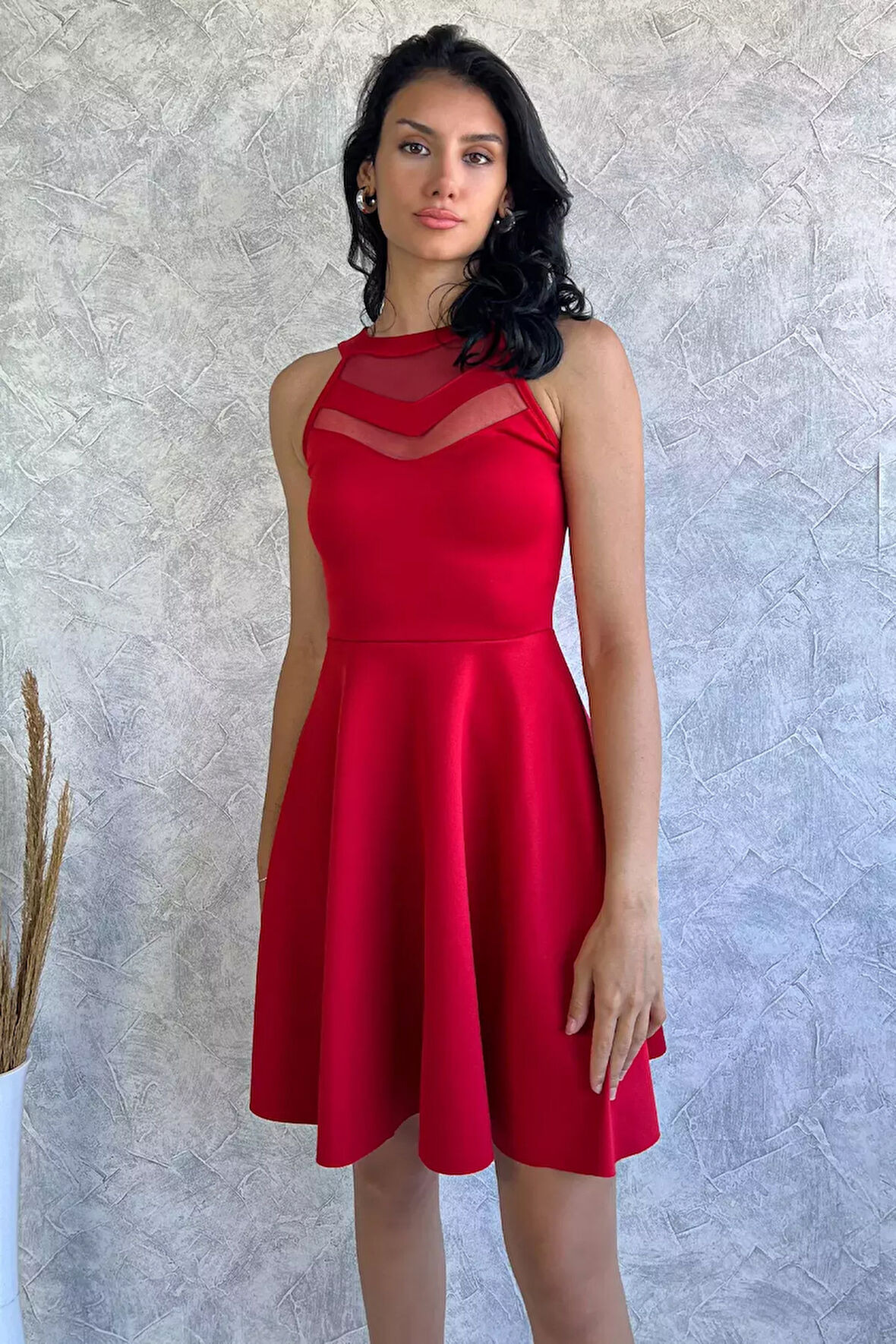 Robası Tüllü Kloş Dalgıç Abiye Elbise