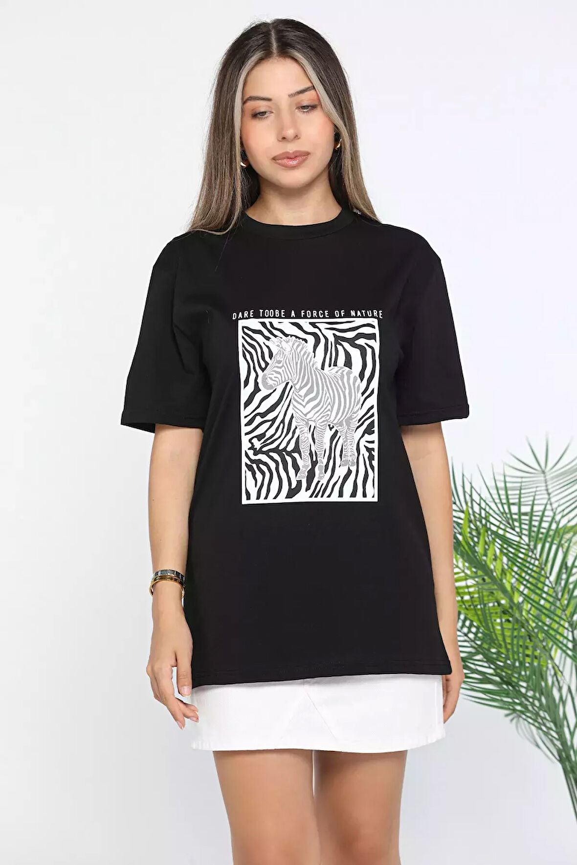 Zebra Baskılı Kadın Tişört