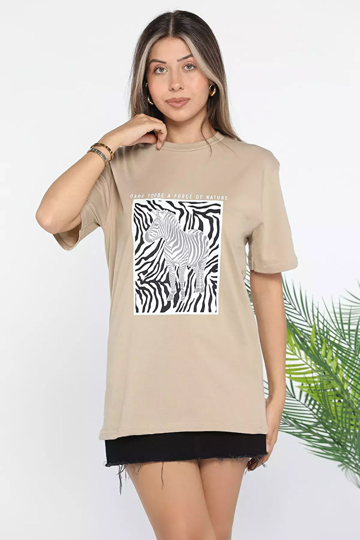 Zebra Baskılı Kadın Tişört