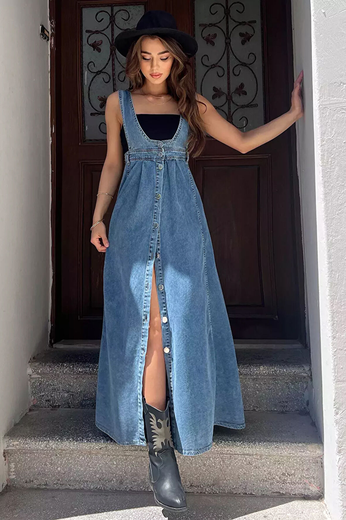 Kadın Salopet Kot Jean Elbise