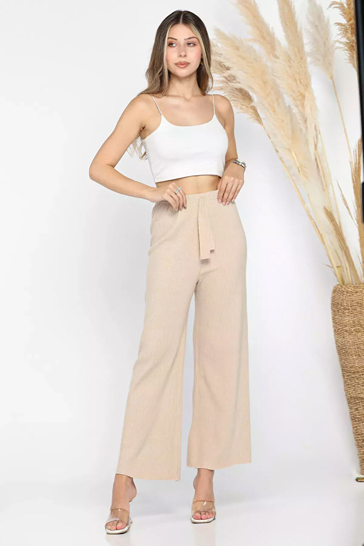 Bol Paça Fitilli Kadın Pantolon