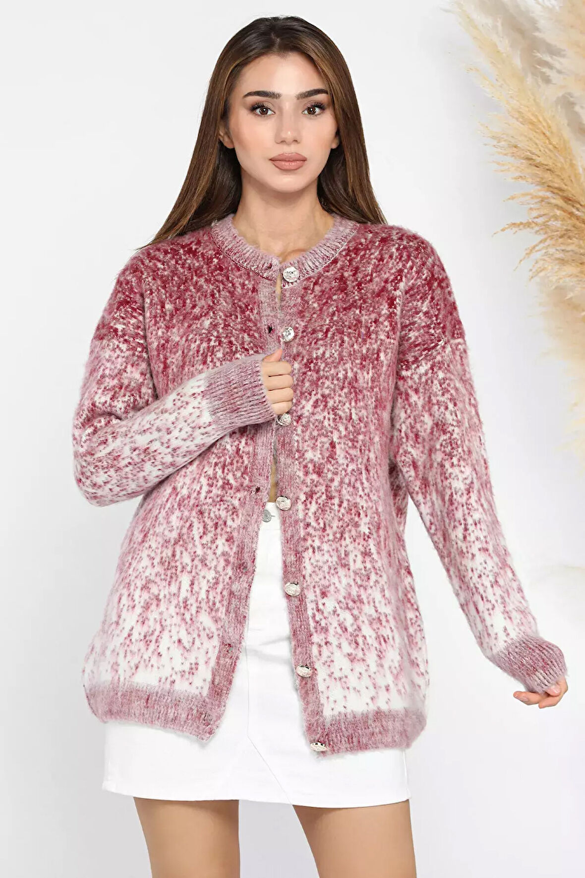 Kadın Desenli Triko Ceket