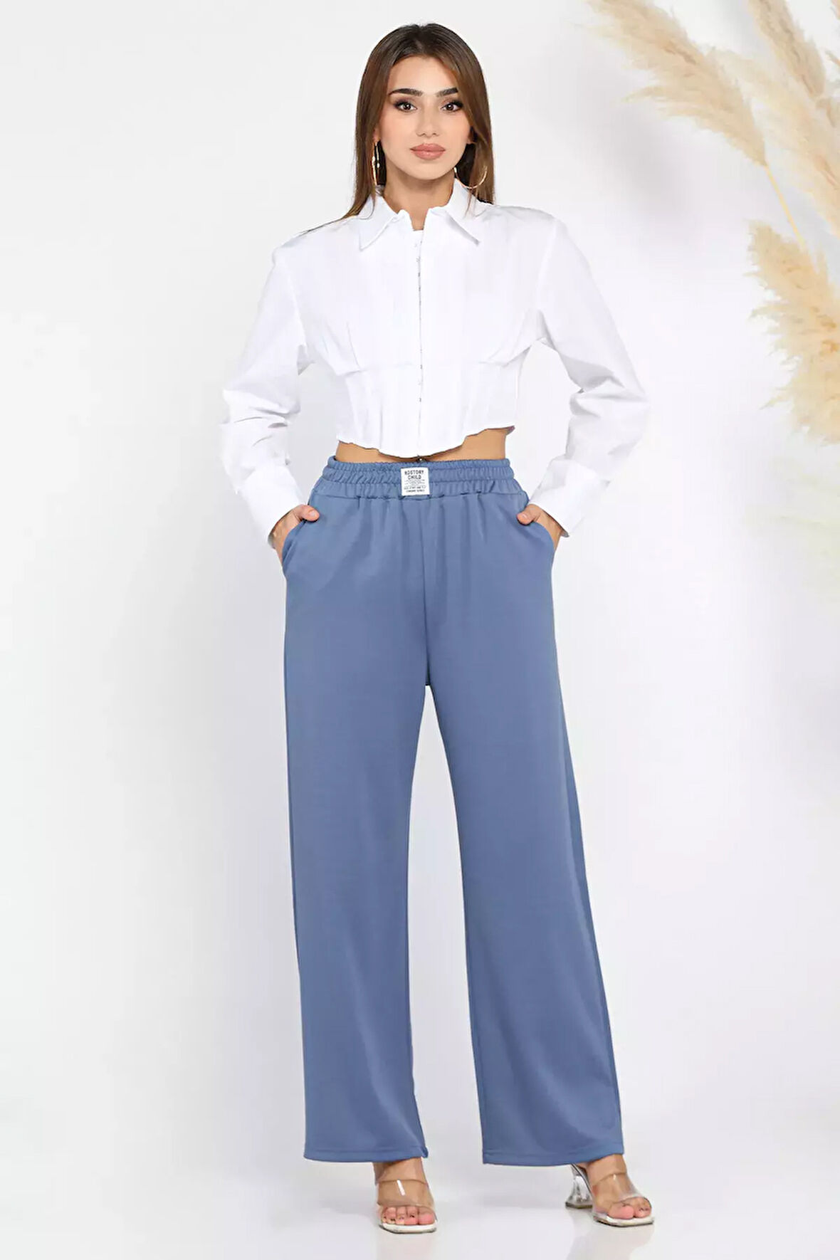 Bel Lastikli Palazzo Pantolon
