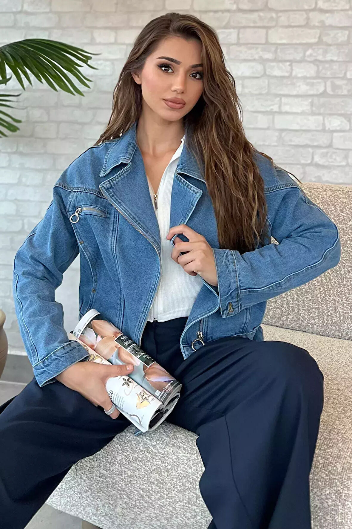 Bel Kemerli Jean Kot Ceket
