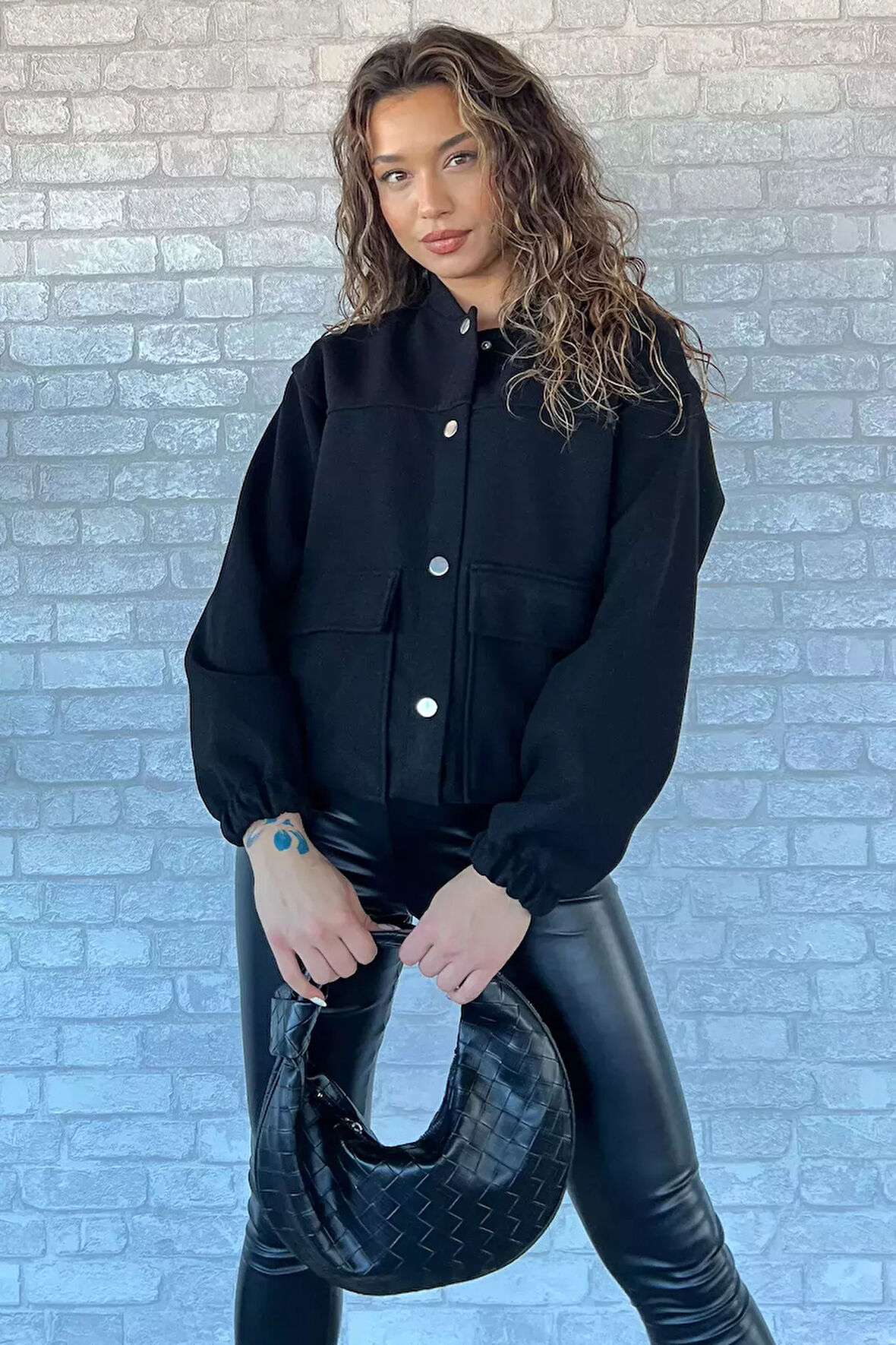 Kadın Cep Detaylı Lastikli Mevsimlik Mont