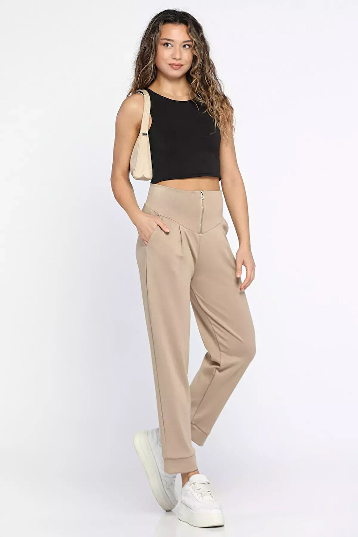 Kadın Pile Detaylı Fermuarlı Pantolon