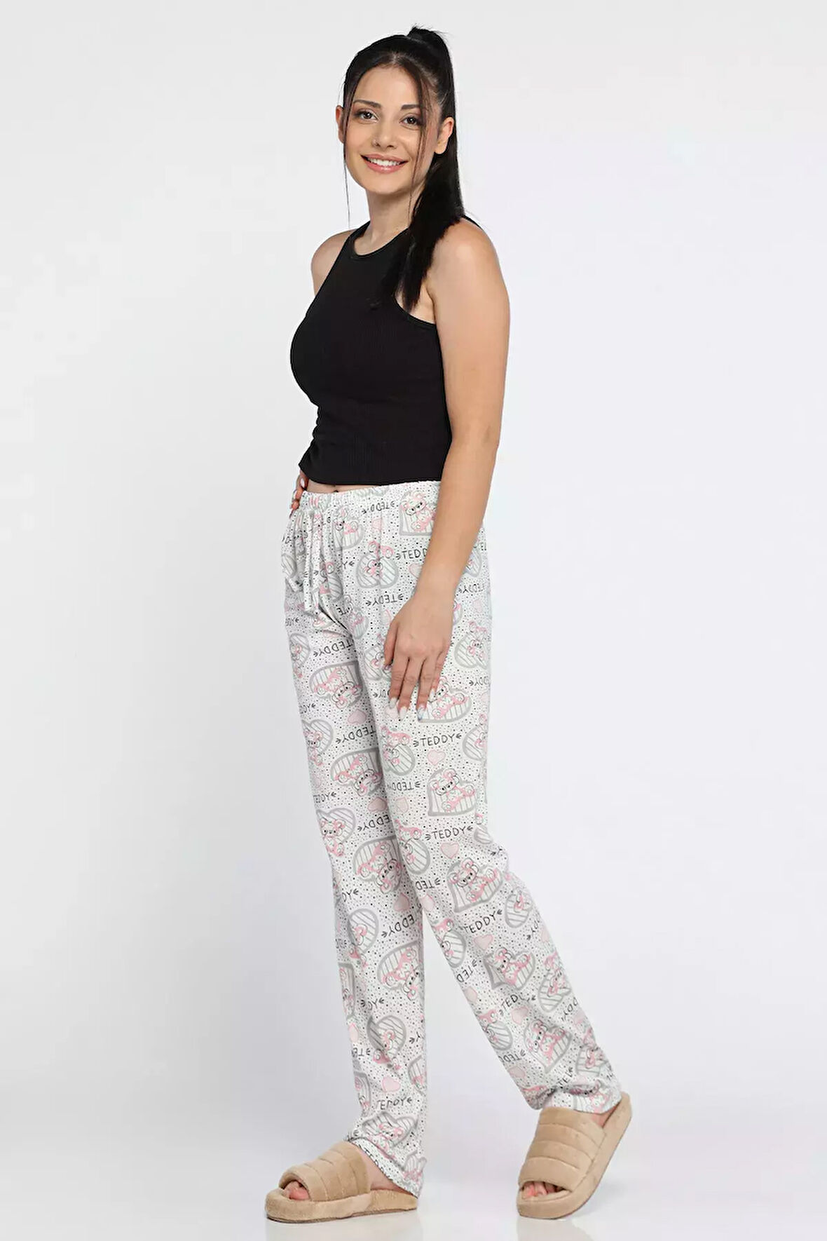 Kadın Beli Lastikli Desenli Pijama Altı