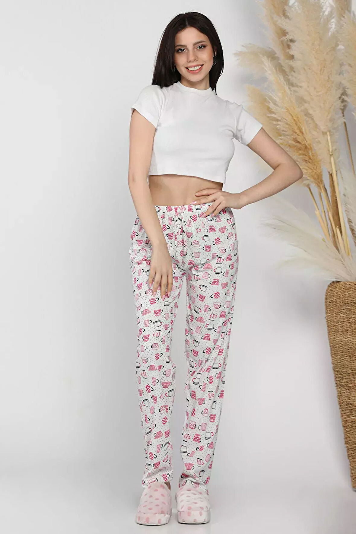 Kadın Beli Lastikli Desenli Pijama Altı