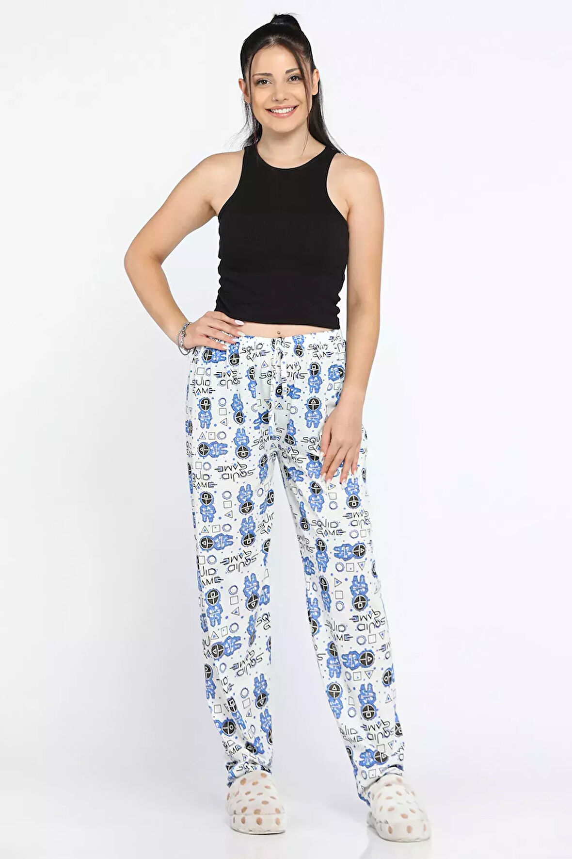 Kadın Beli Lastikli Desenli Pijama Altı
