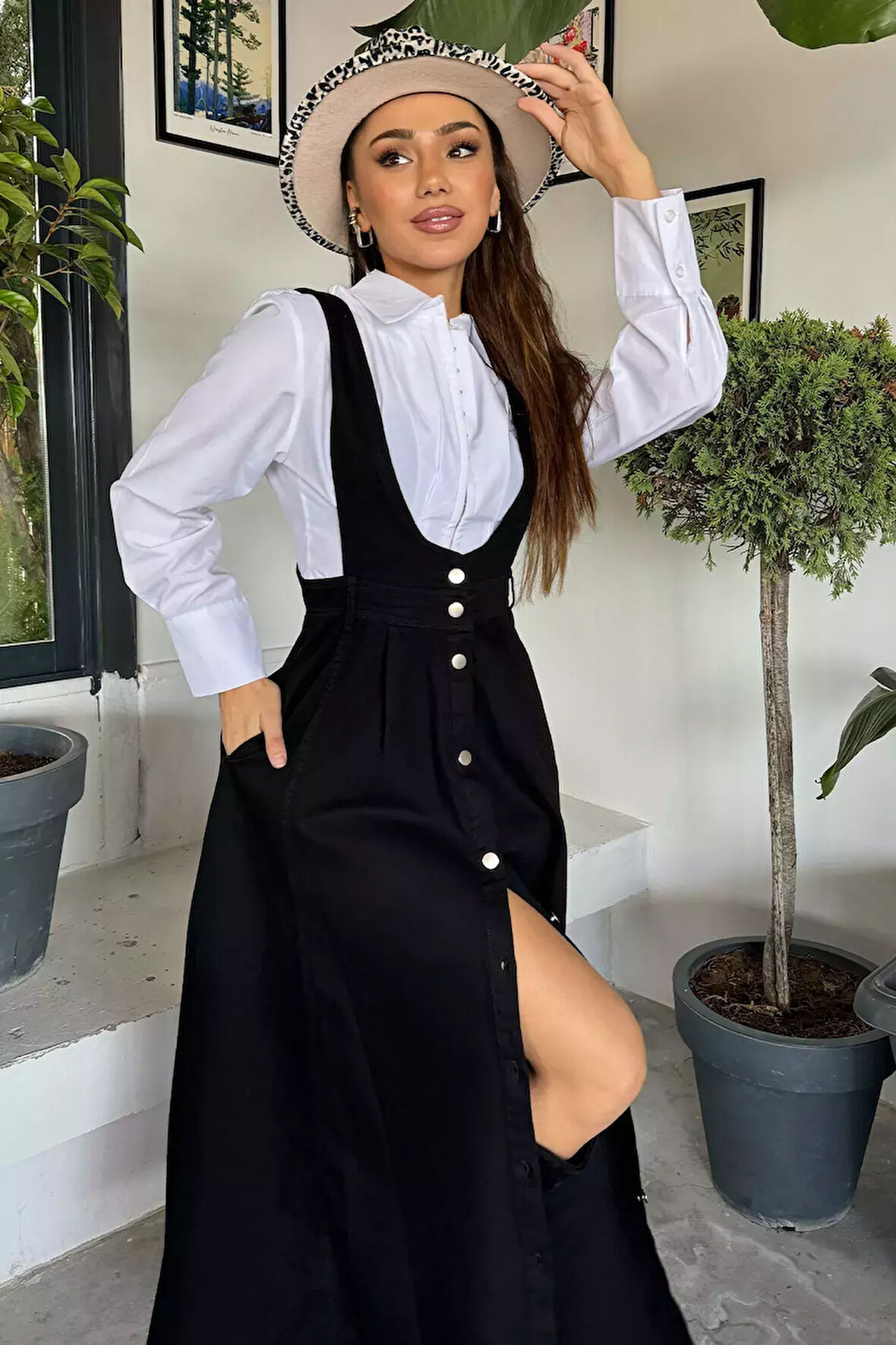 Kadın Salopet Kot Jean Elbise
