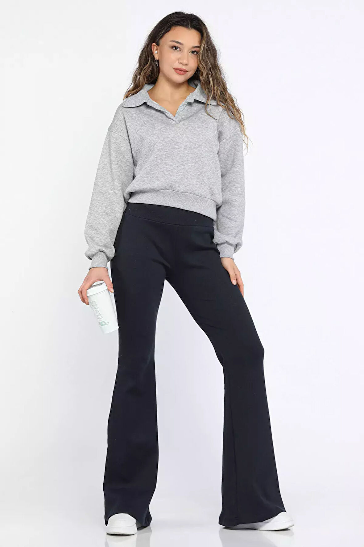 Kadın Yüksel Bel İspanyol Paça Pantolon