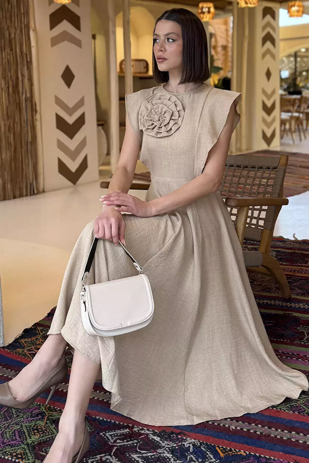 Gül Detaylı Kadın Elbise
