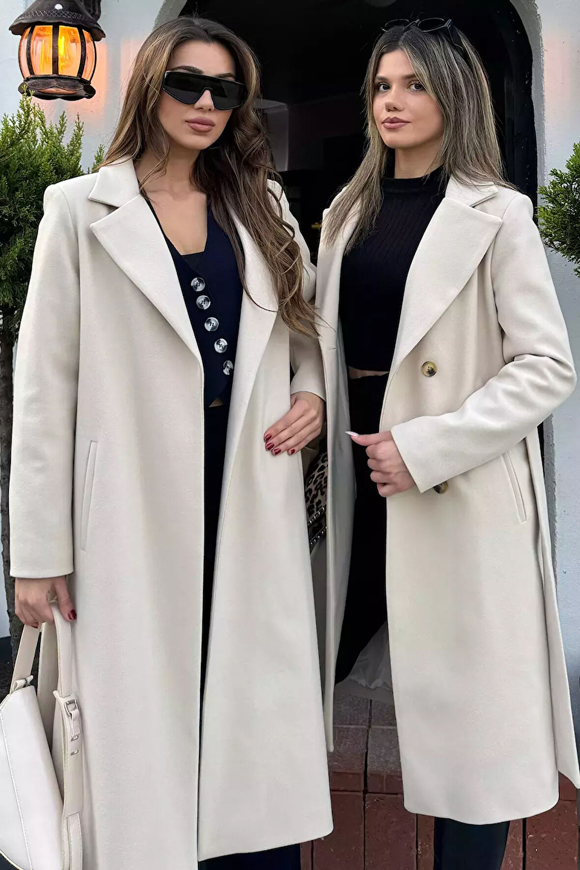 Astarlı Ön Düğmeli Kaşe Kaban