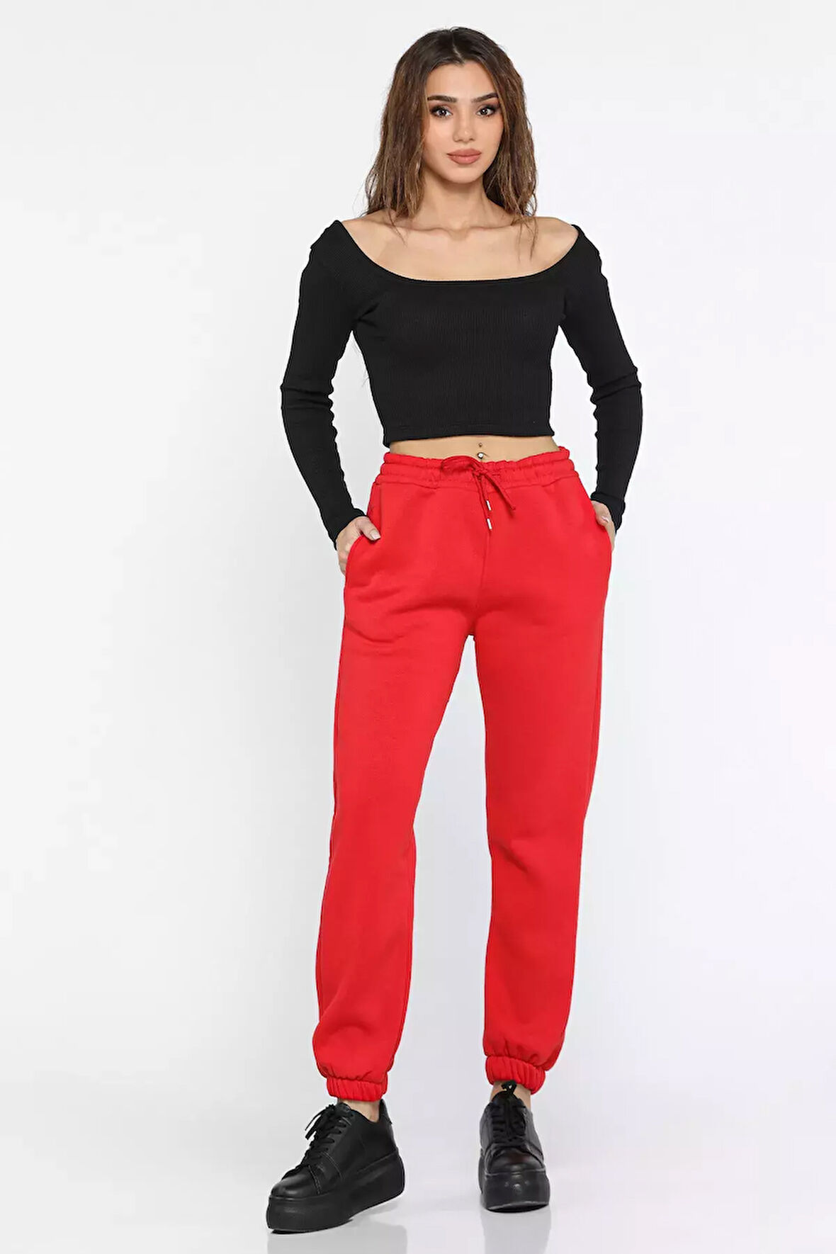 Şardonlu Üç İplik Paça Lastikli Joger Eşofman Altı