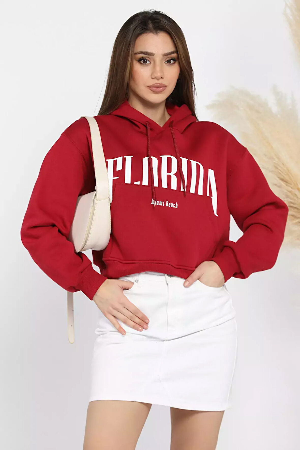 Kapüşonlu Üç İplik Şardonlu Kadın Sweatshirt