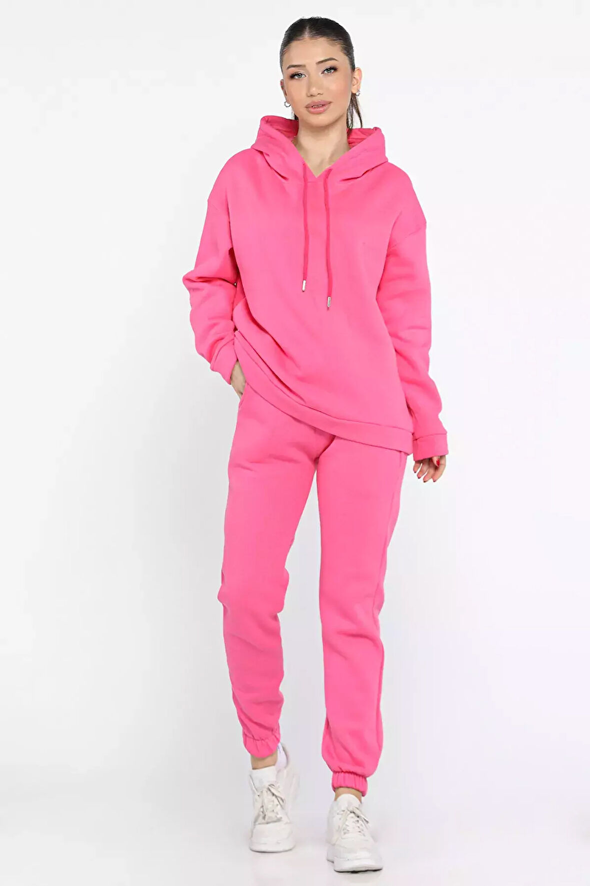 Kadın Kapüşonlu Şardonlu Eşofman Takımı