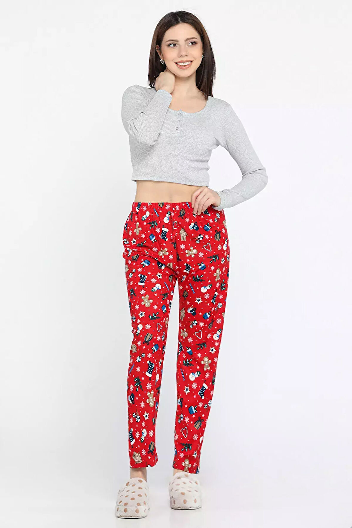 Kadın Desenli Polar Pijama Altı