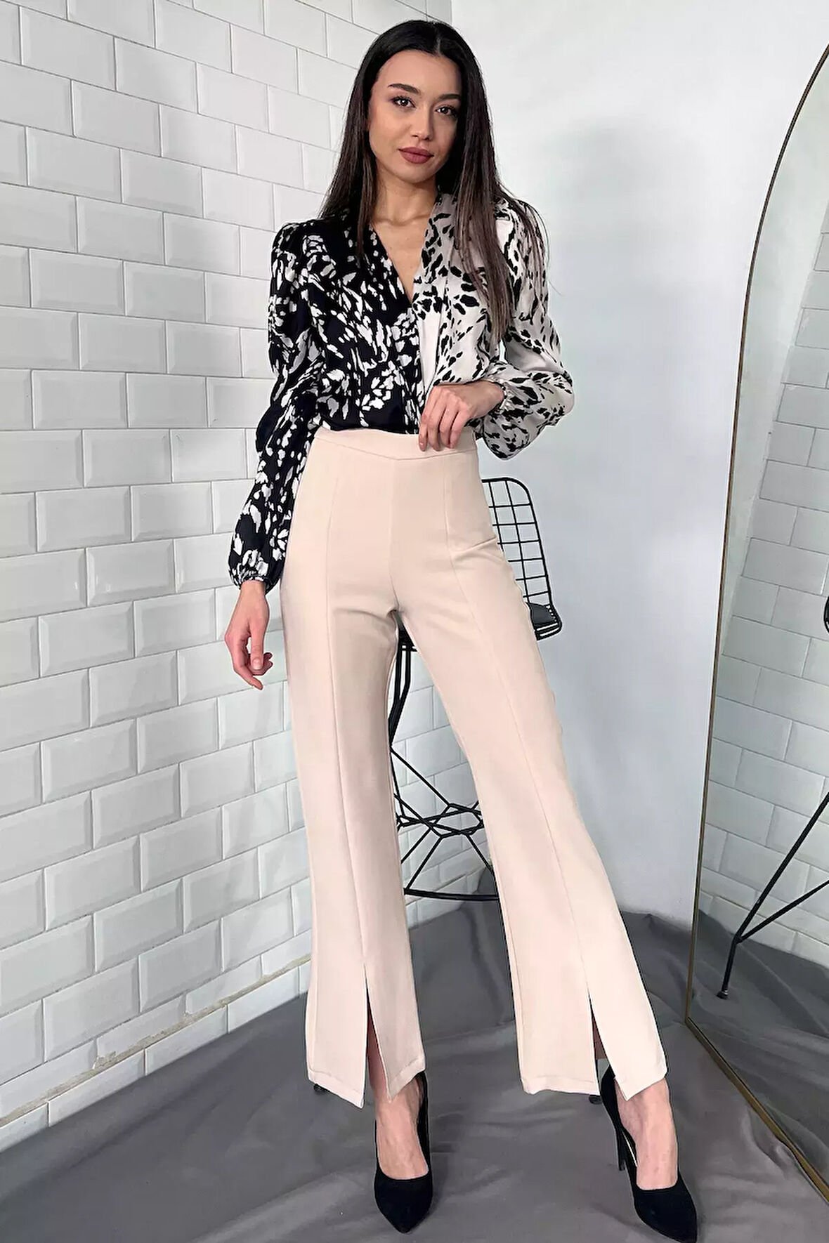 Kadın Paça Yırtmaçlı Tarz Pantolon