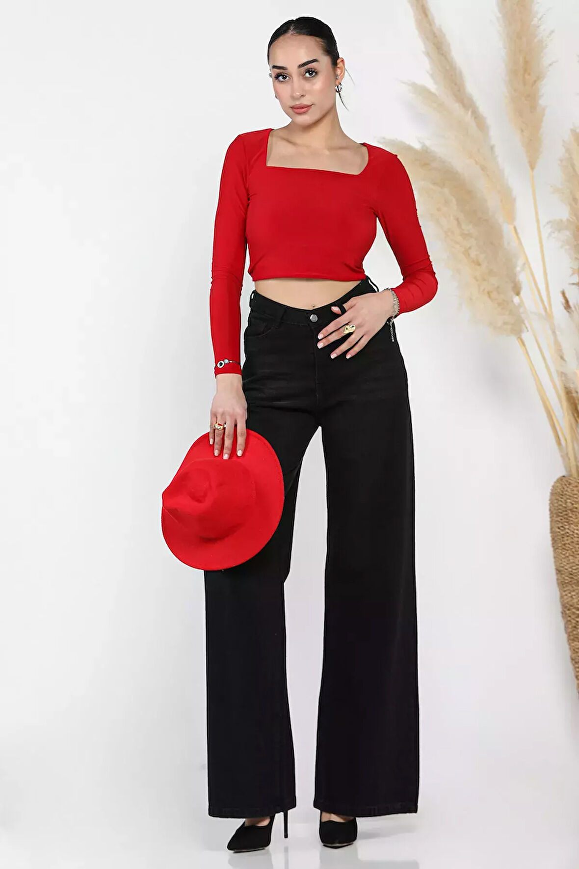 Kadın Palazzo Jean Kot Pantolon