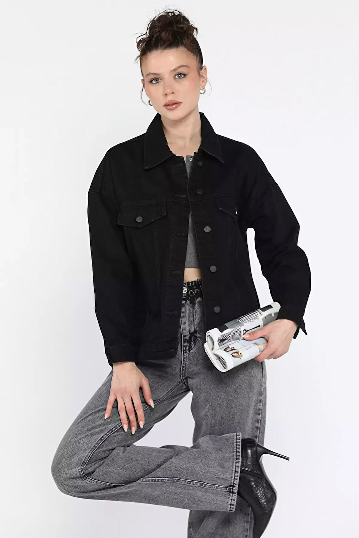Kadın Oversize Jean Kot Ceket