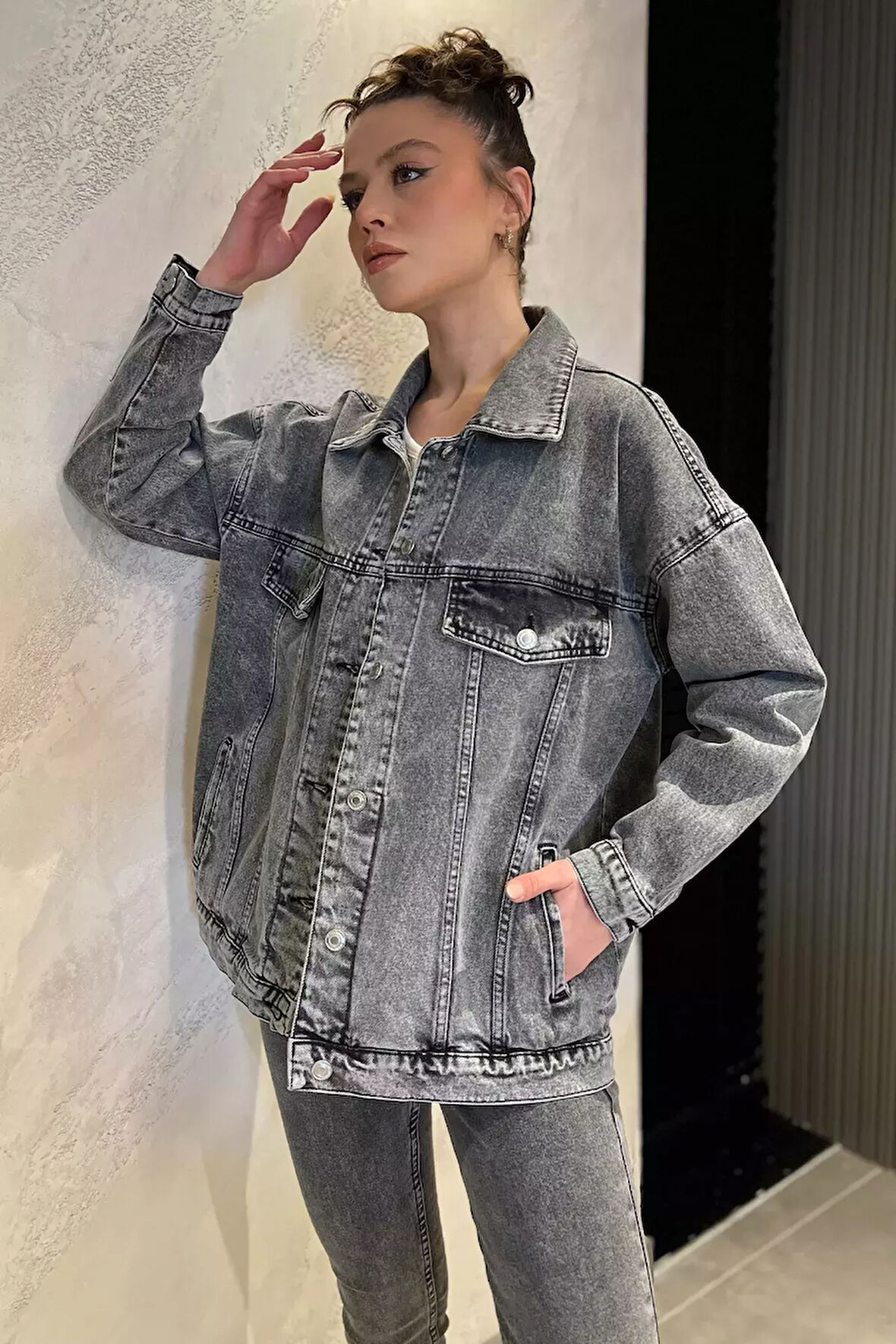 Kadın Oversize Jean Kot Ceket