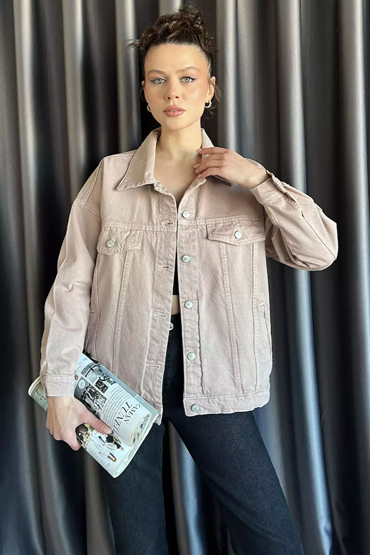 Oversize Kadın Jean Kot Ceket