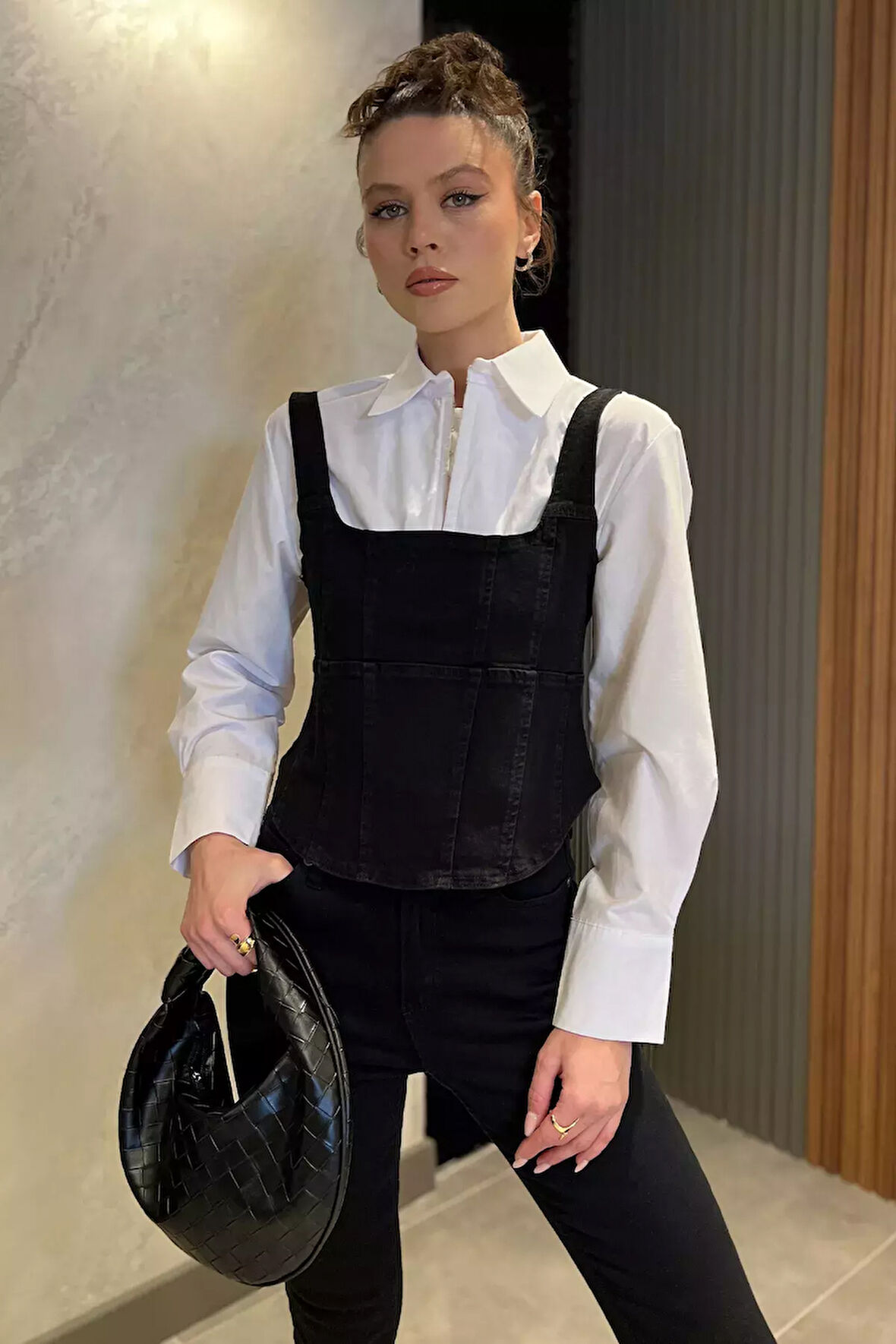 Kadın Fermuarlı Jean Kot Büstiyer