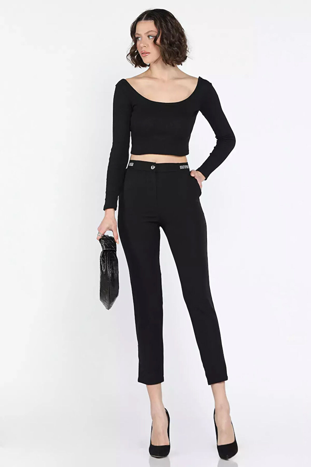 Bel Lastikli Kadın Kumaş Pantolon