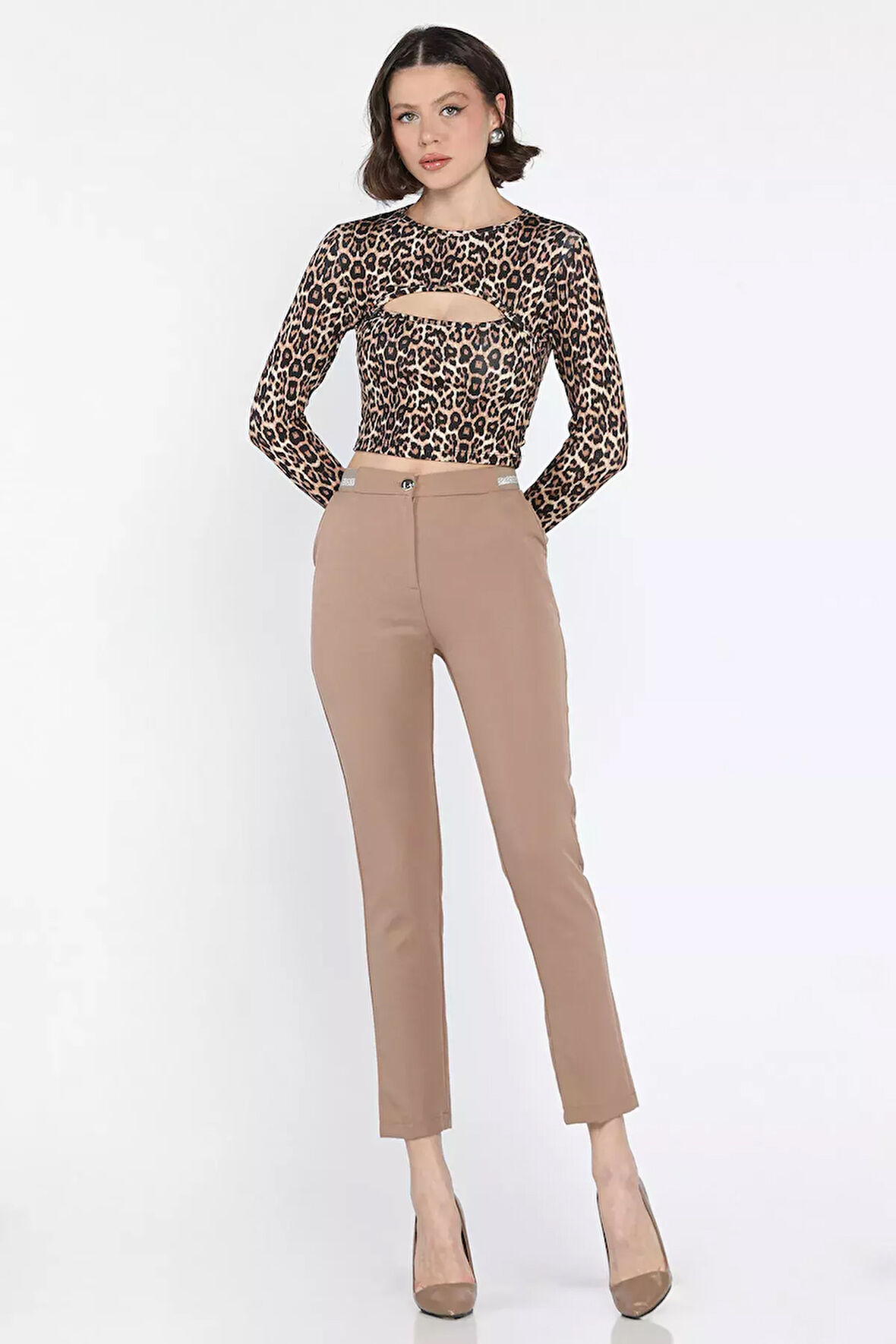 Bel Lastikli Kadın Kumaş Pantolon